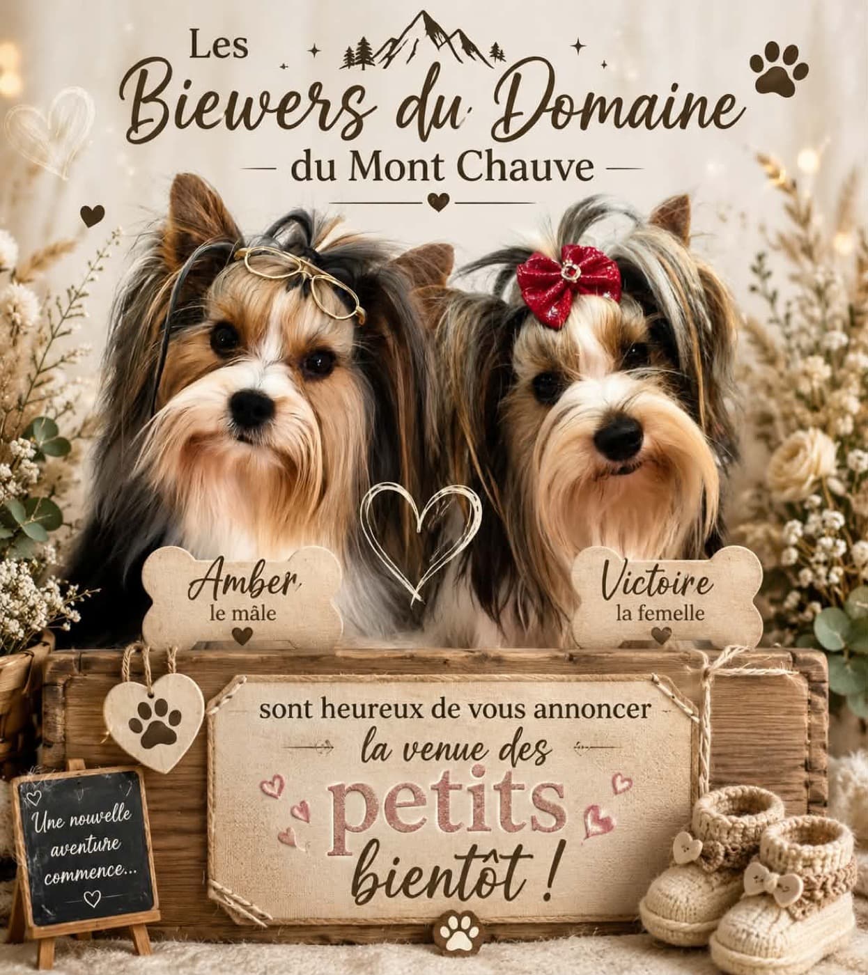 Les parents de la portée : Amber et Victoire, Biewer Terrier